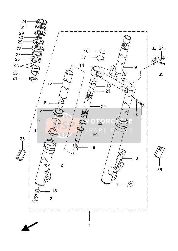 Yamaha CW50N BWS 2004 Fourche avant pour un 2004 Yamaha CW50N BWS